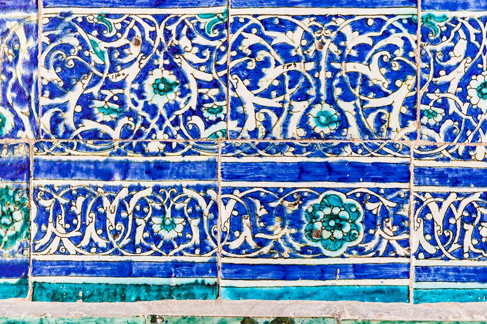 Khiva, Xorazm Region, Uzbekistan, Central Asia. Traditional decorative tile on the Khan Palace.